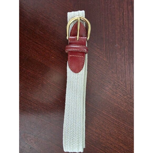 Talbots Canvas & Leather Trim Belt  With Brass Buckle - Picture 3 of 6